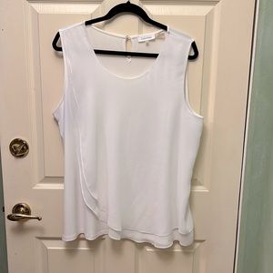 Calvin Klein White Stretch top with overlay XL